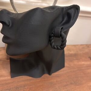 Plunder Black Twisted Hoop Earrings